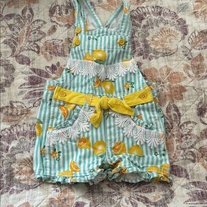 Striped Lemon Print Baby Romper